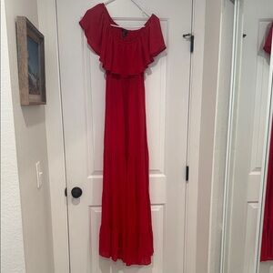 Forever 21 Red Ruffle Maxi Dress